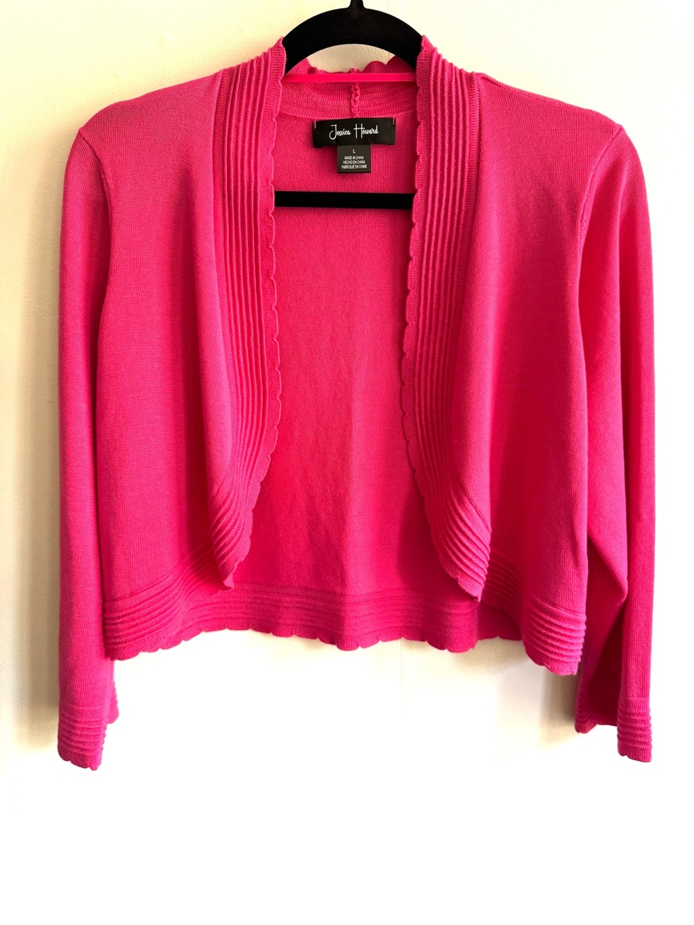 Jessica Howard Women's Hot Pink Open-Front Cardigan Sweater